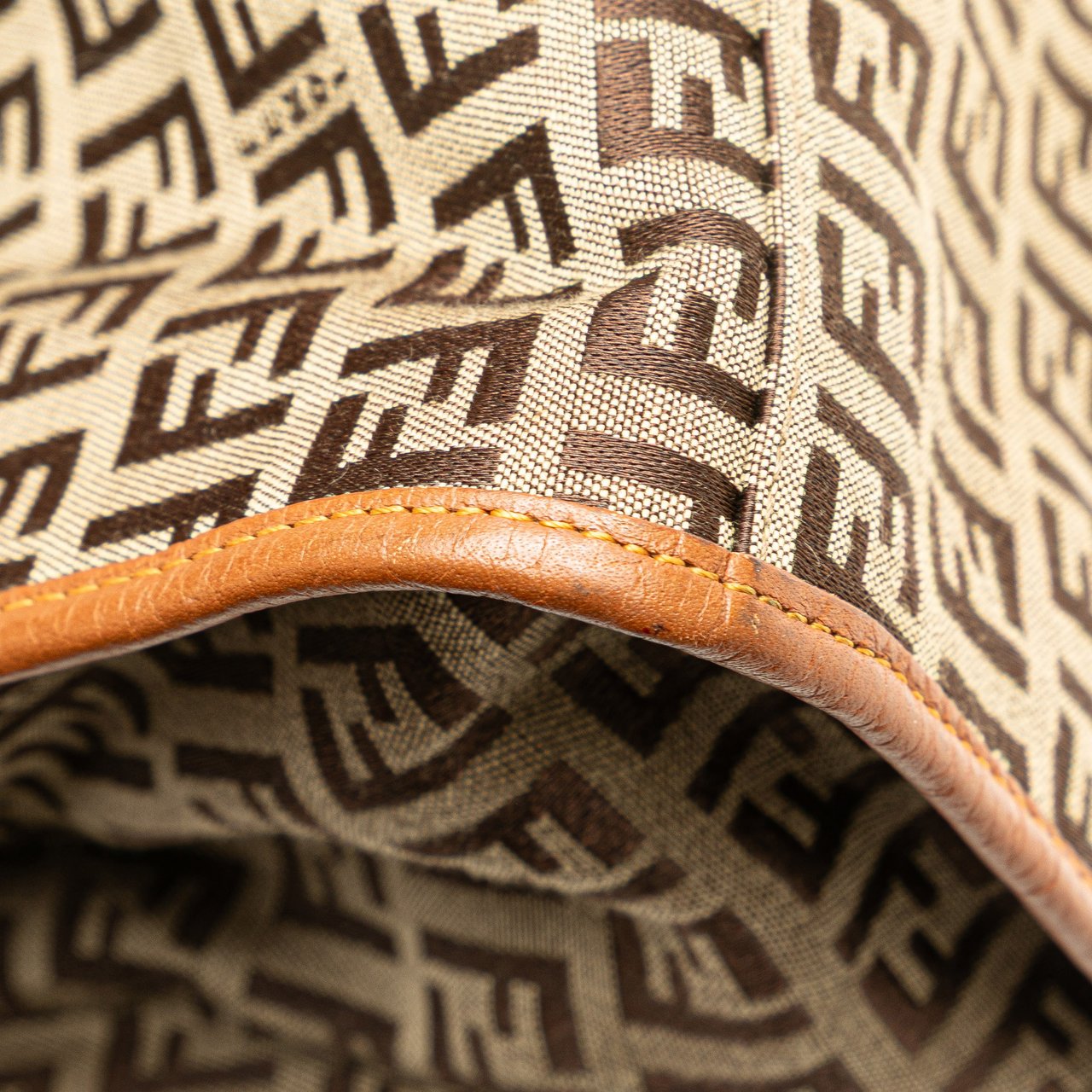 Fendi Zucchino Canvas Handbag Bruin