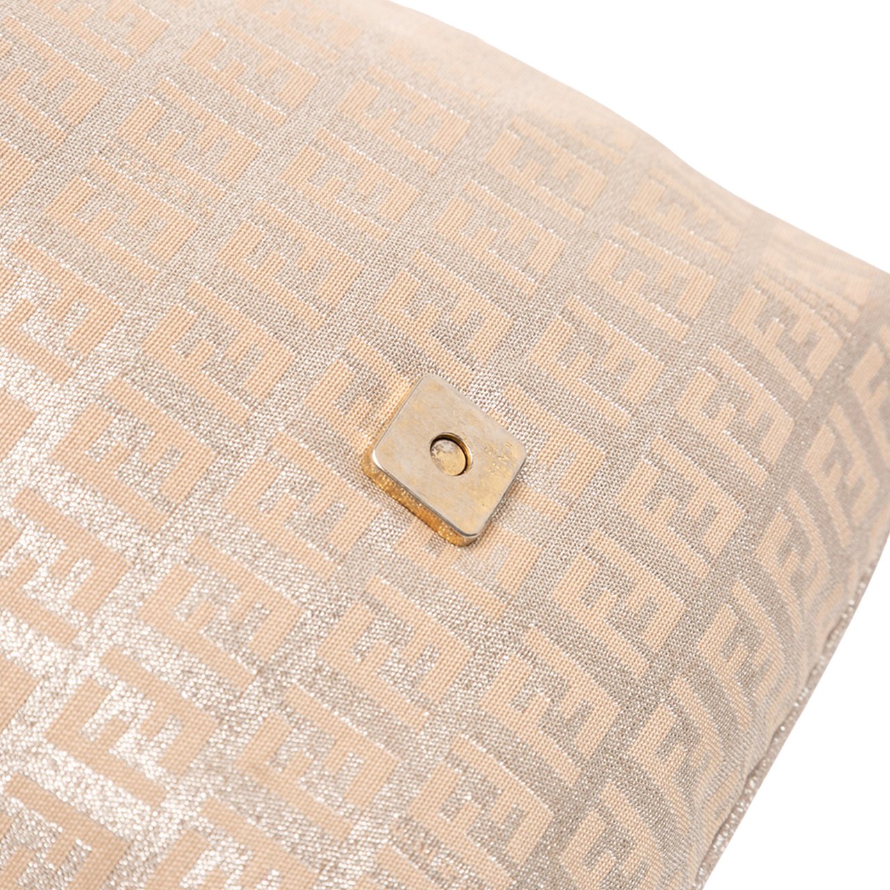 Fendi Zucchino Metallic Canvas Flap Crossbody Goud