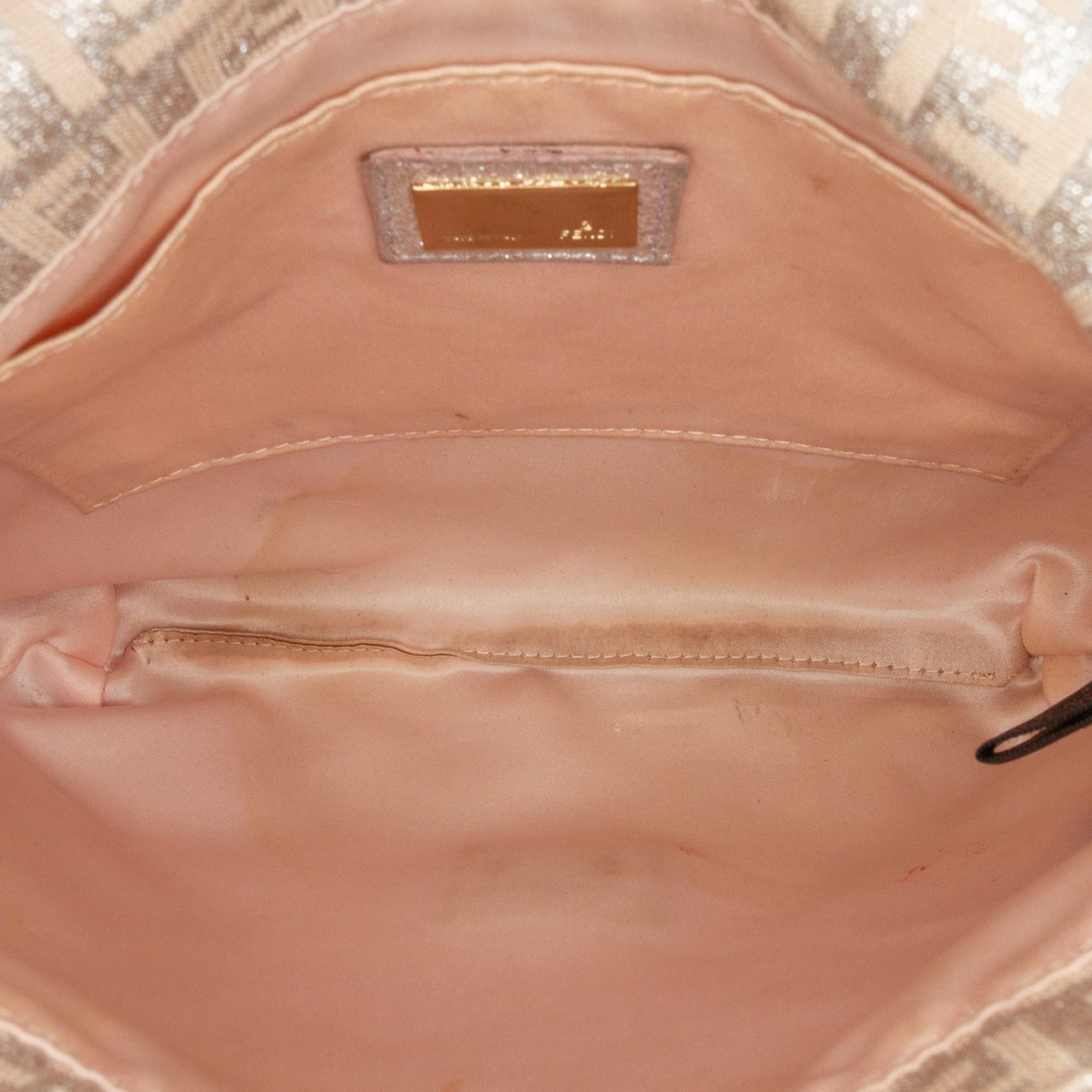 Fendi Zucchino Metallic Canvas Flap Crossbody Goud