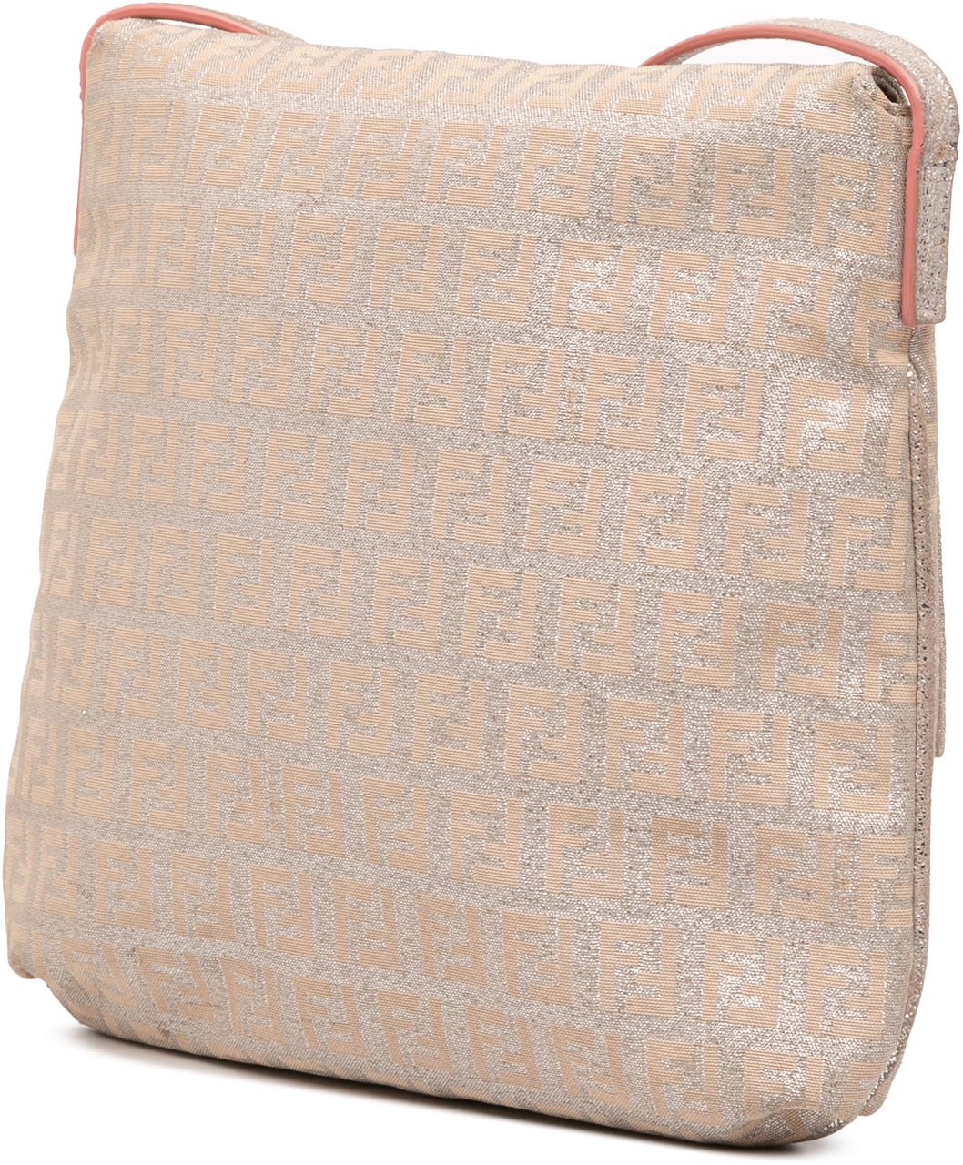 Fendi Zucchino Metallic Canvas Flap Crossbody Goud