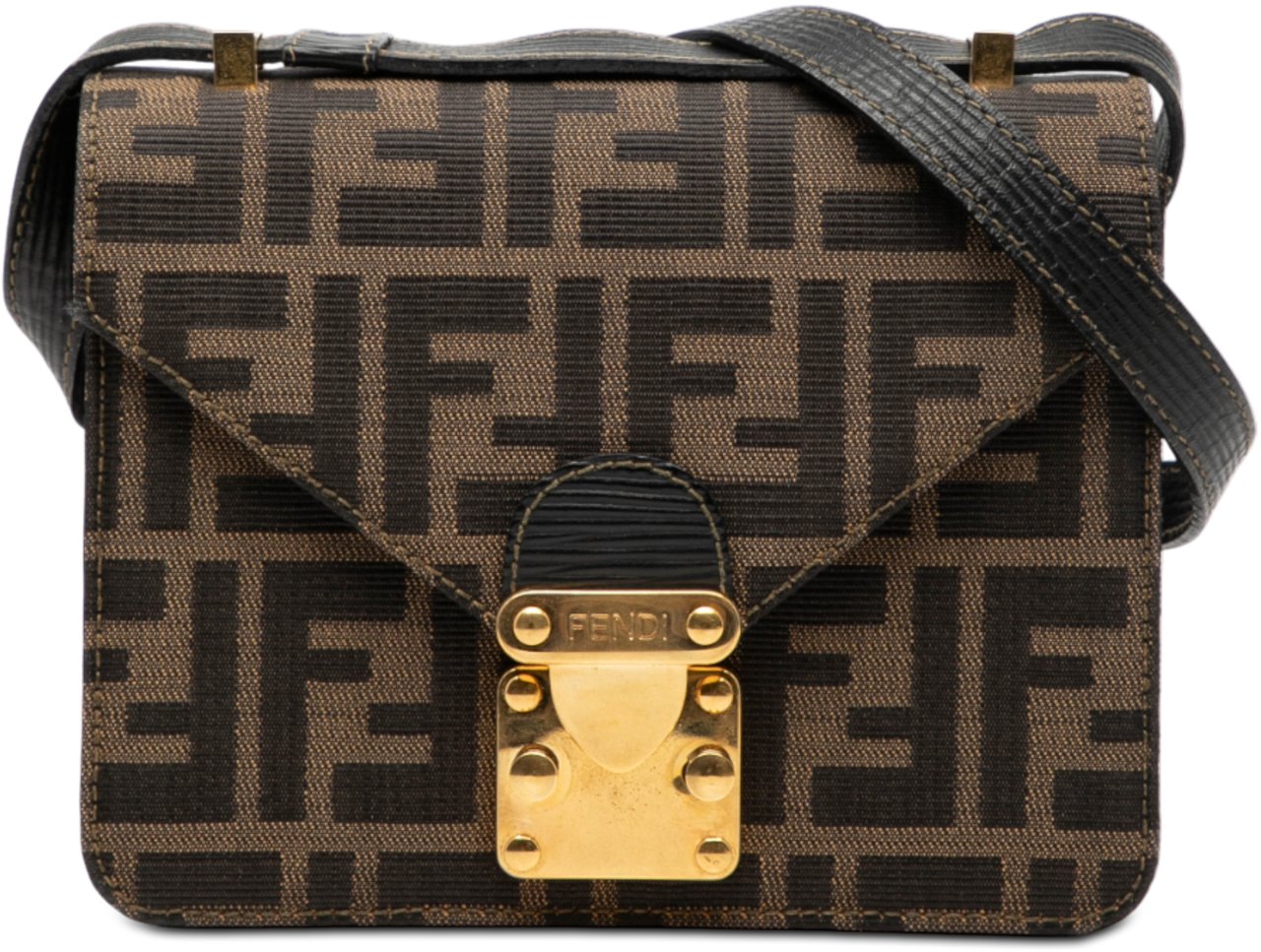Fendi Zucca Canvas Flap Crossbody Bruin