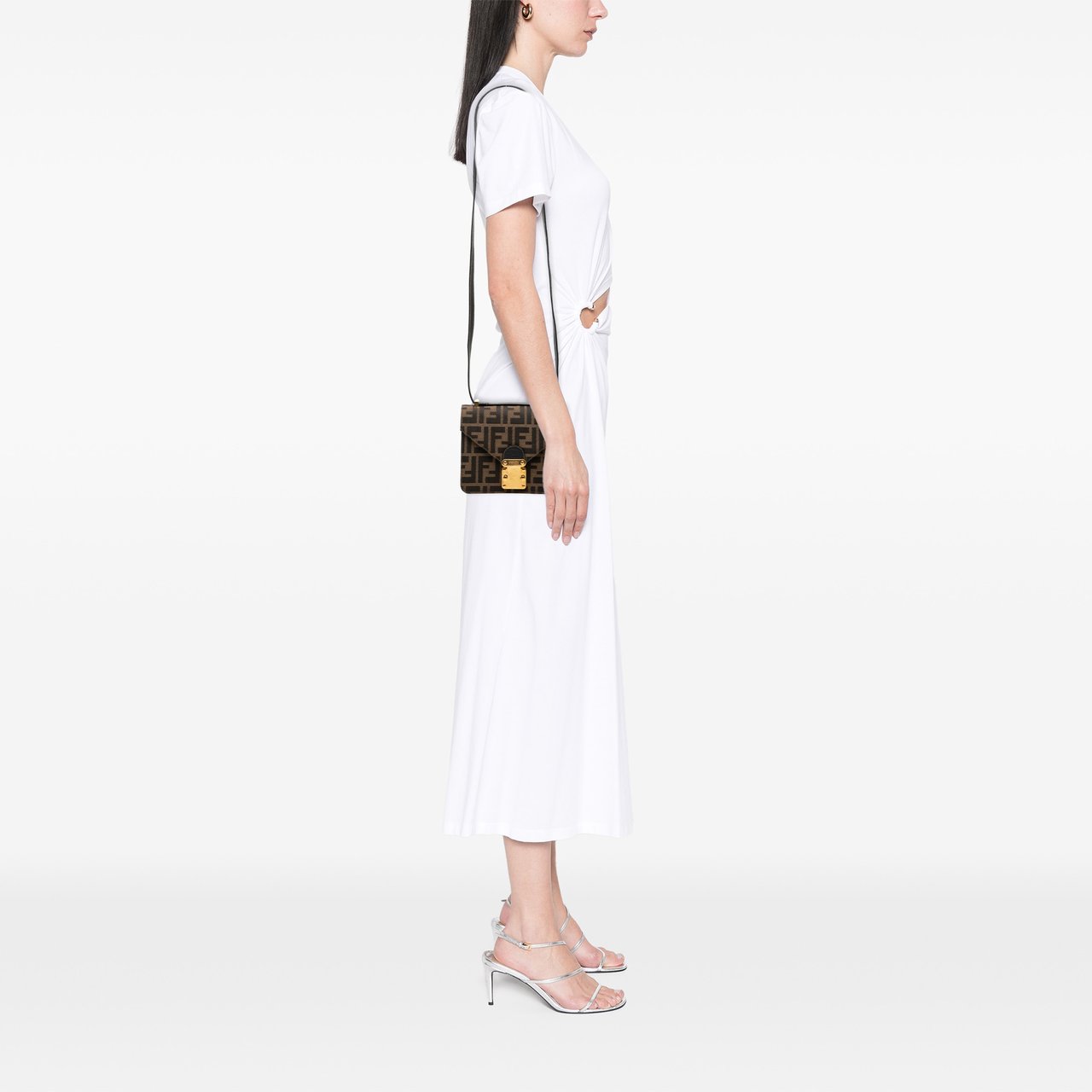 Fendi Zucca Canvas Flap Crossbody Bruin