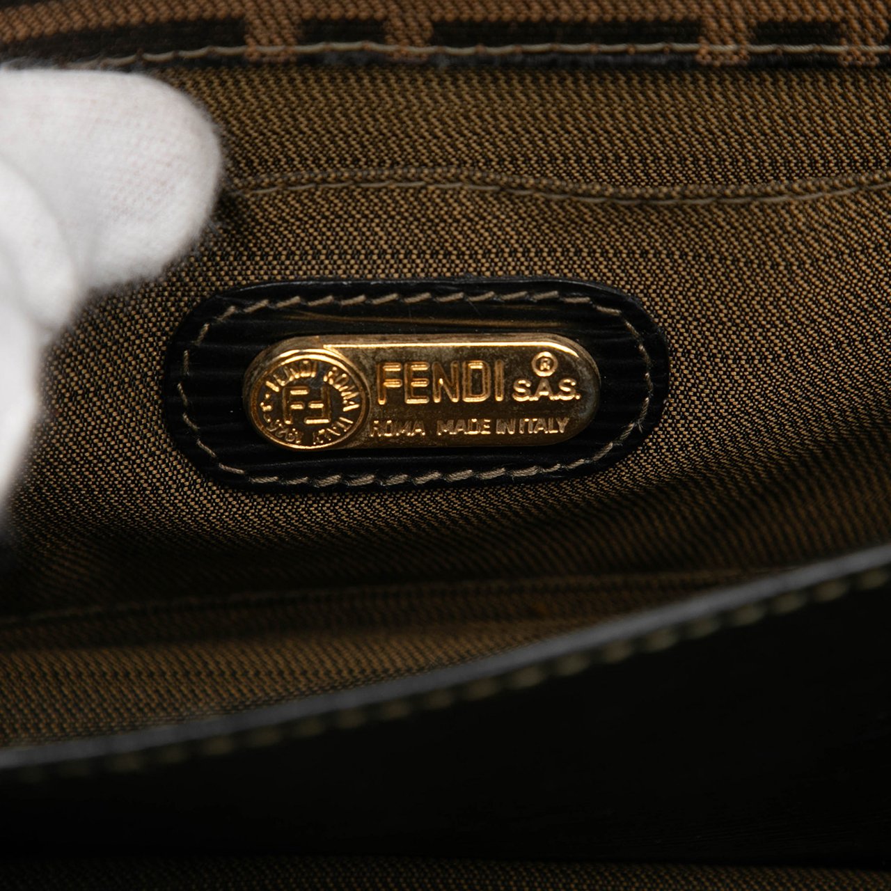 Fendi Zucca Canvas Flap Crossbody Bruin