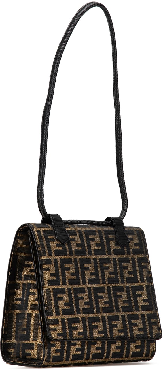 Fendi Zucca Canvas Shoulder Bag Bruin