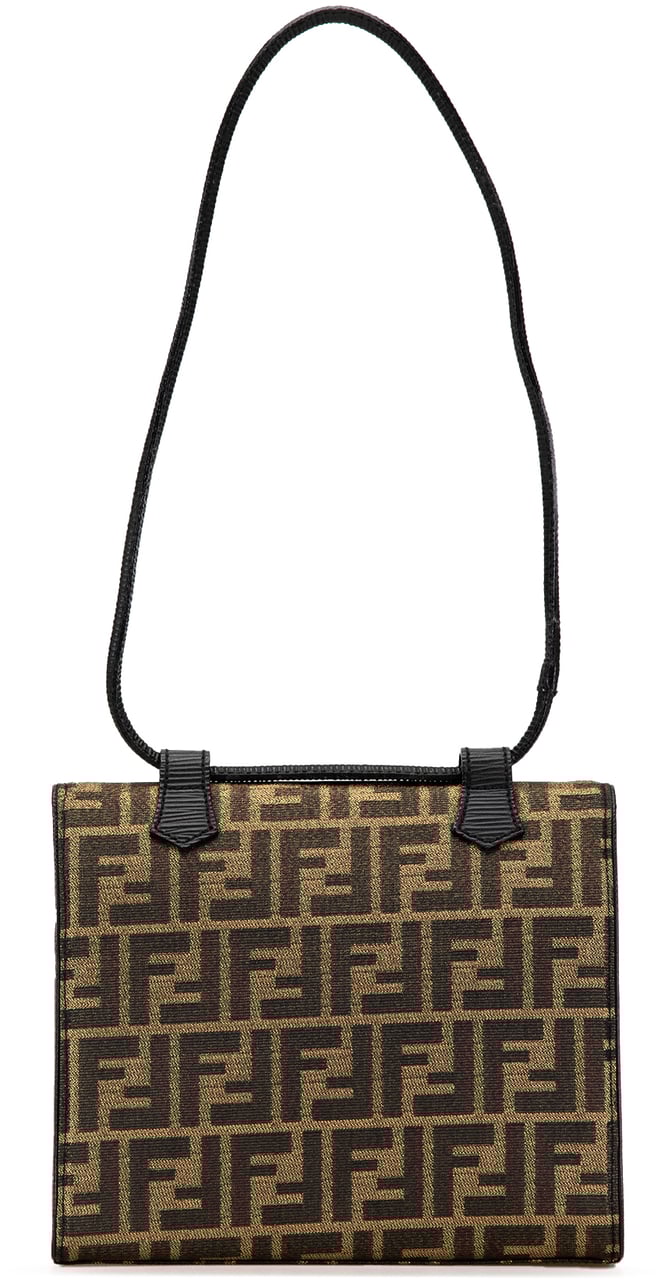 Fendi Zucca Canvas Shoulder Bag Bruin