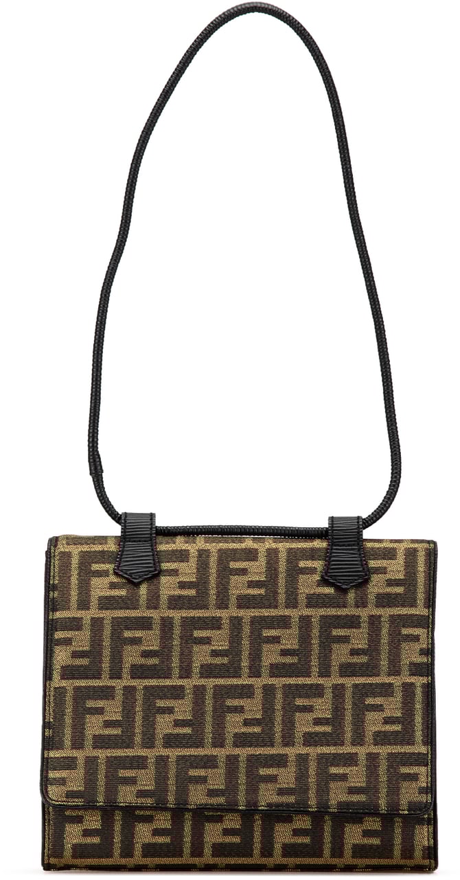 Fendi Zucca Canvas Shoulder Bag Bruin