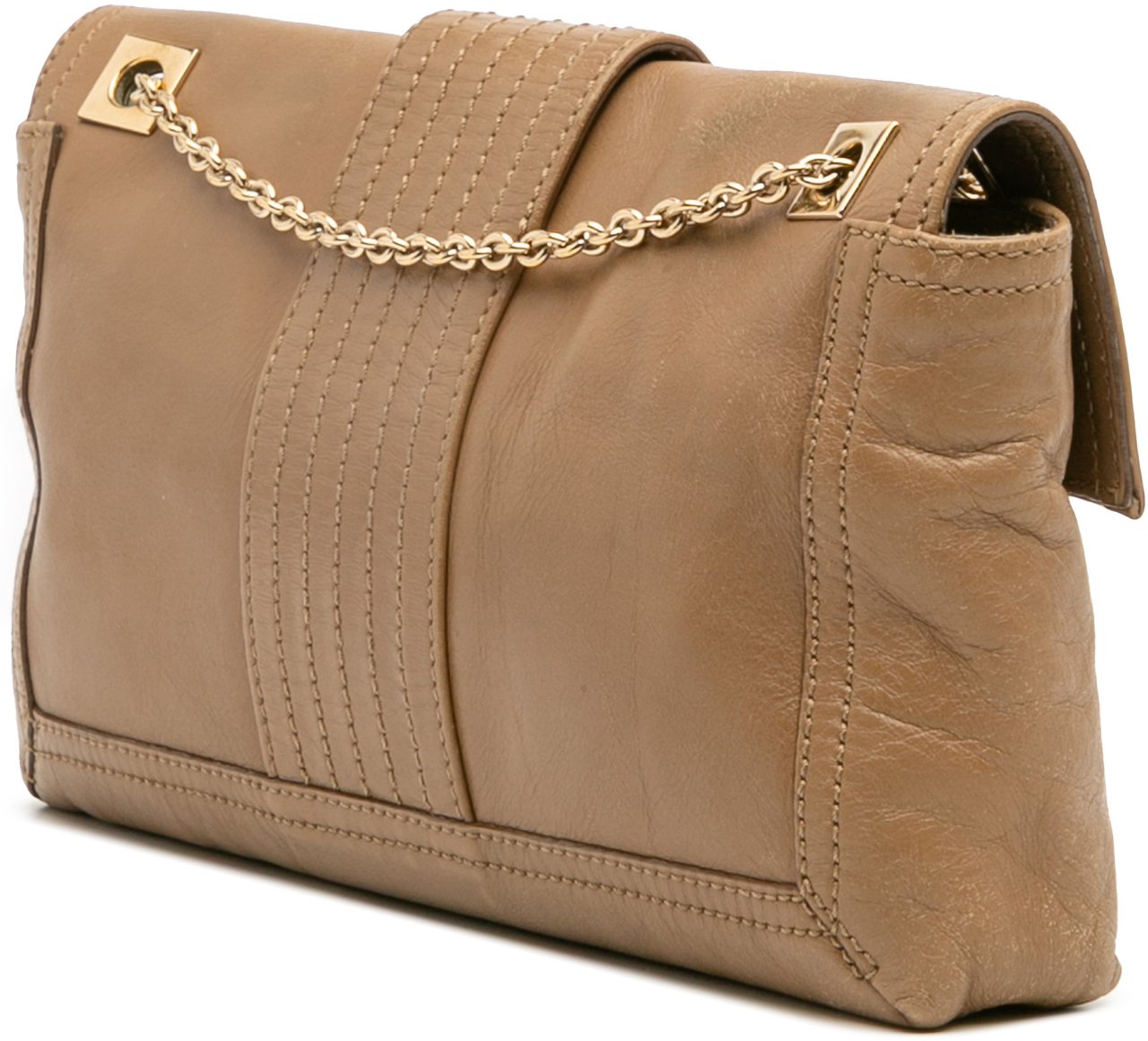 Fendi Leather Baguette Chain Flap Bruin