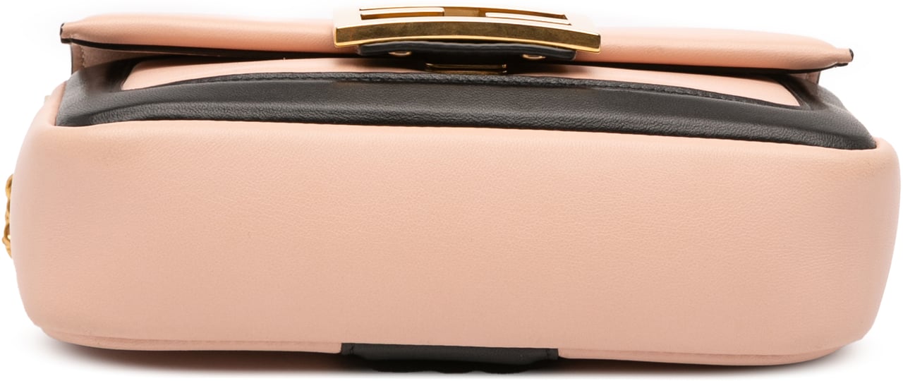 Fendi Mini Bicolor Nappa Apolo Chain Baguette Shoulder Bag Roze