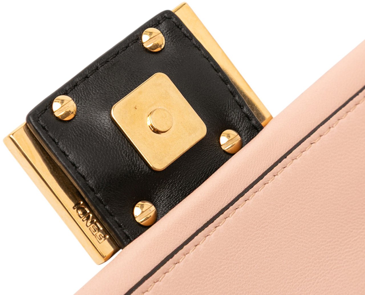Fendi Mini Bicolor Nappa Apolo Chain Baguette Shoulder Bag Roze