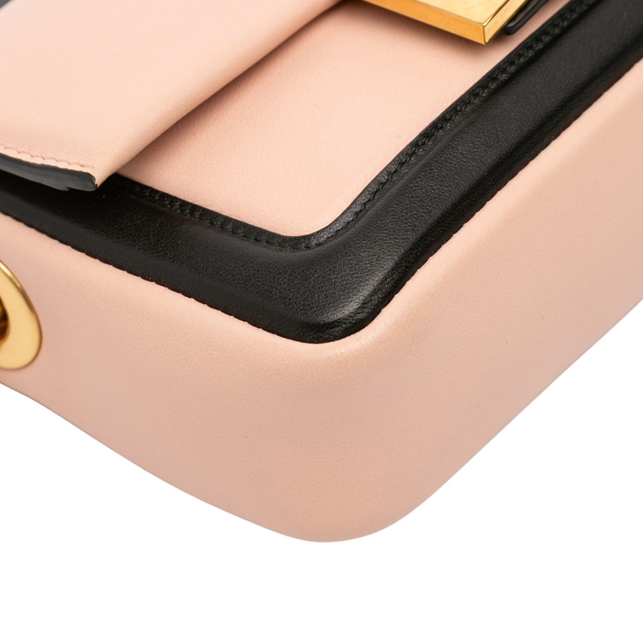 Fendi Mini Bicolor Nappa Apolo Chain Baguette Shoulder Bag Roze
