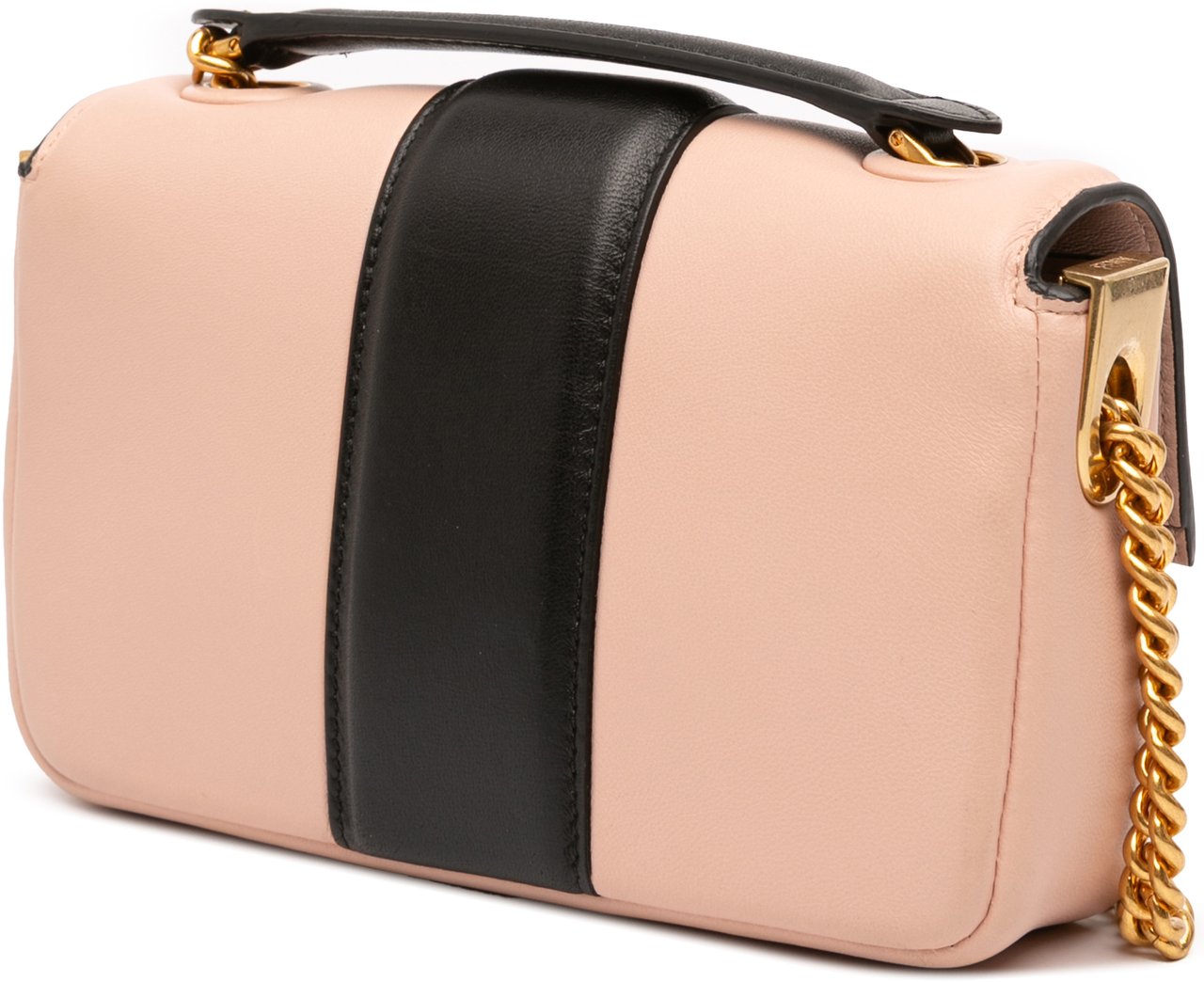 Fendi Mini Bicolor Nappa Apolo Chain Baguette Shoulder Bag Roze