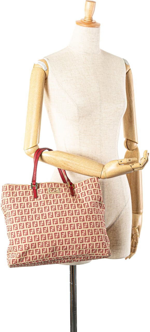 Fendi Zucchino Canvas Tote Bruin