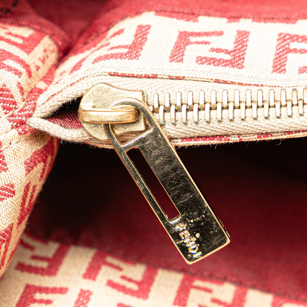 Fendi Zucchino Canvas Tote Bruin