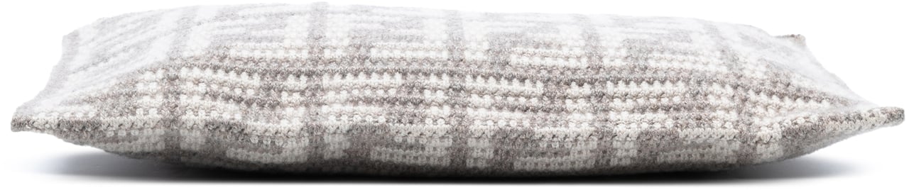 Fendi Large Woven Fabric and Calfskin FF Flat Pouch Grijs