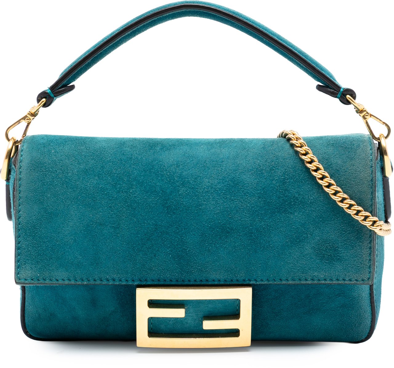 Fendi Mini Suede Baguette Satchel Blauw