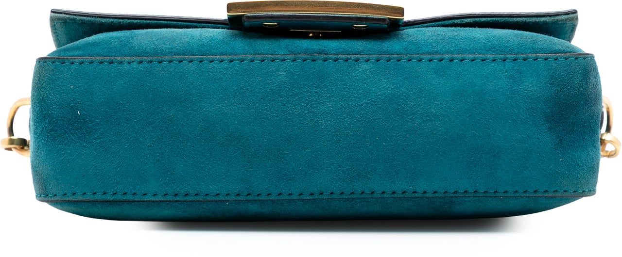 Fendi Mini Suede Baguette Satchel Blauw