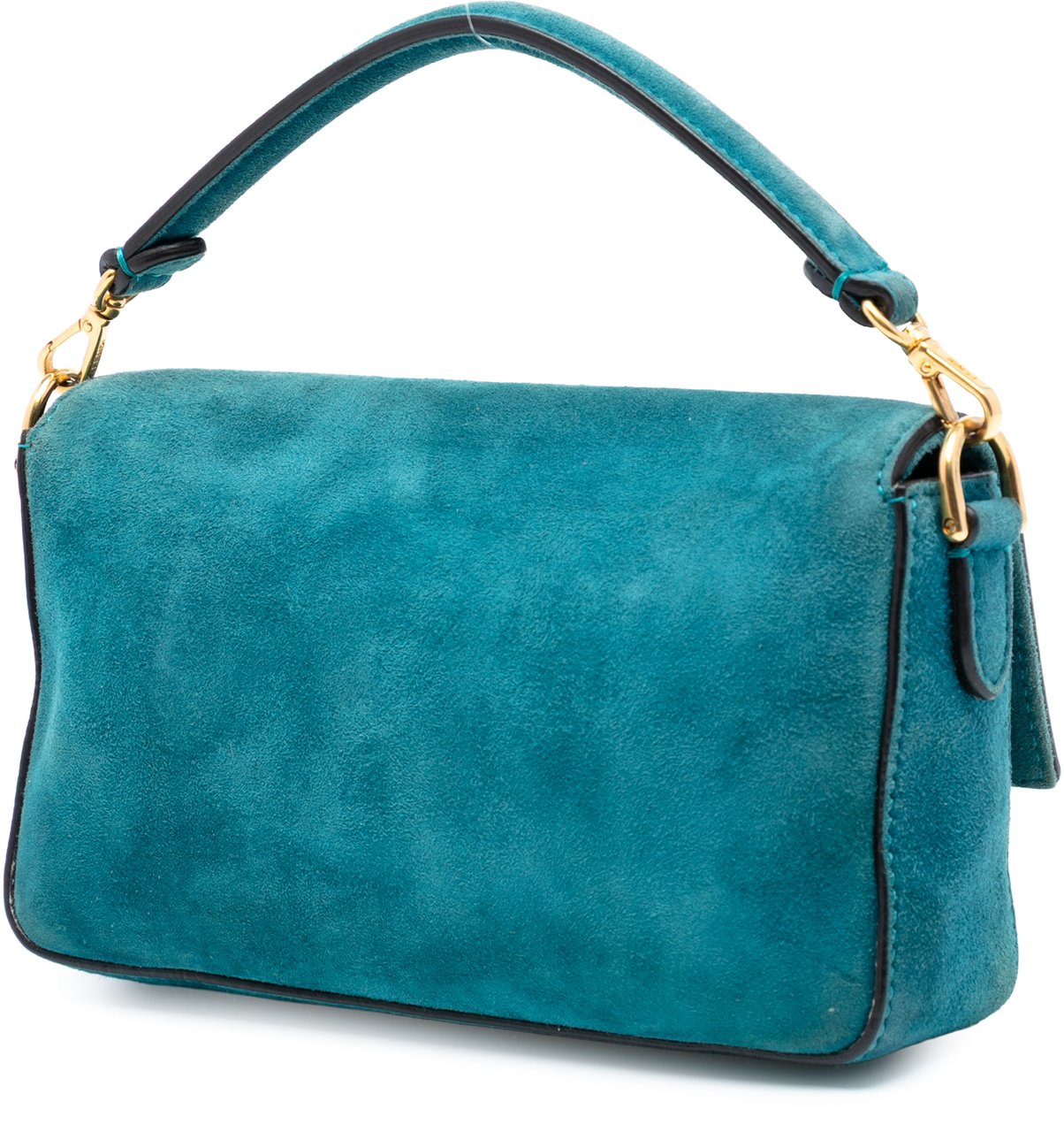 Fendi Mini Suede Baguette Satchel Blauw