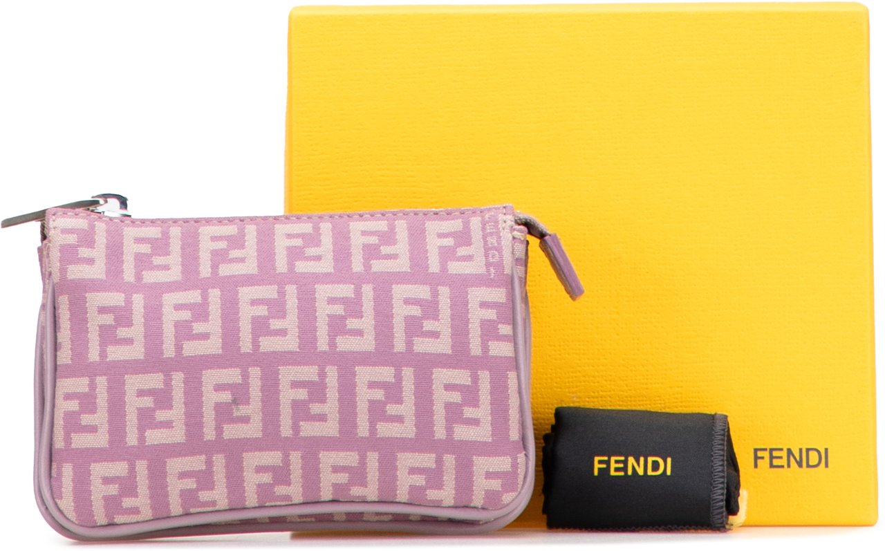 Fendi Zucchino Canvas Coin Pouch Paars