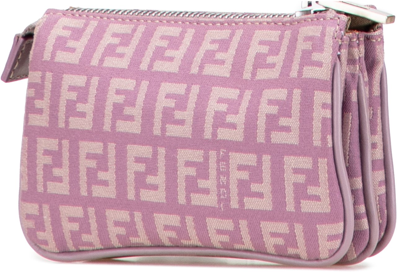 Fendi Zucchino Canvas Coin Pouch Paars
