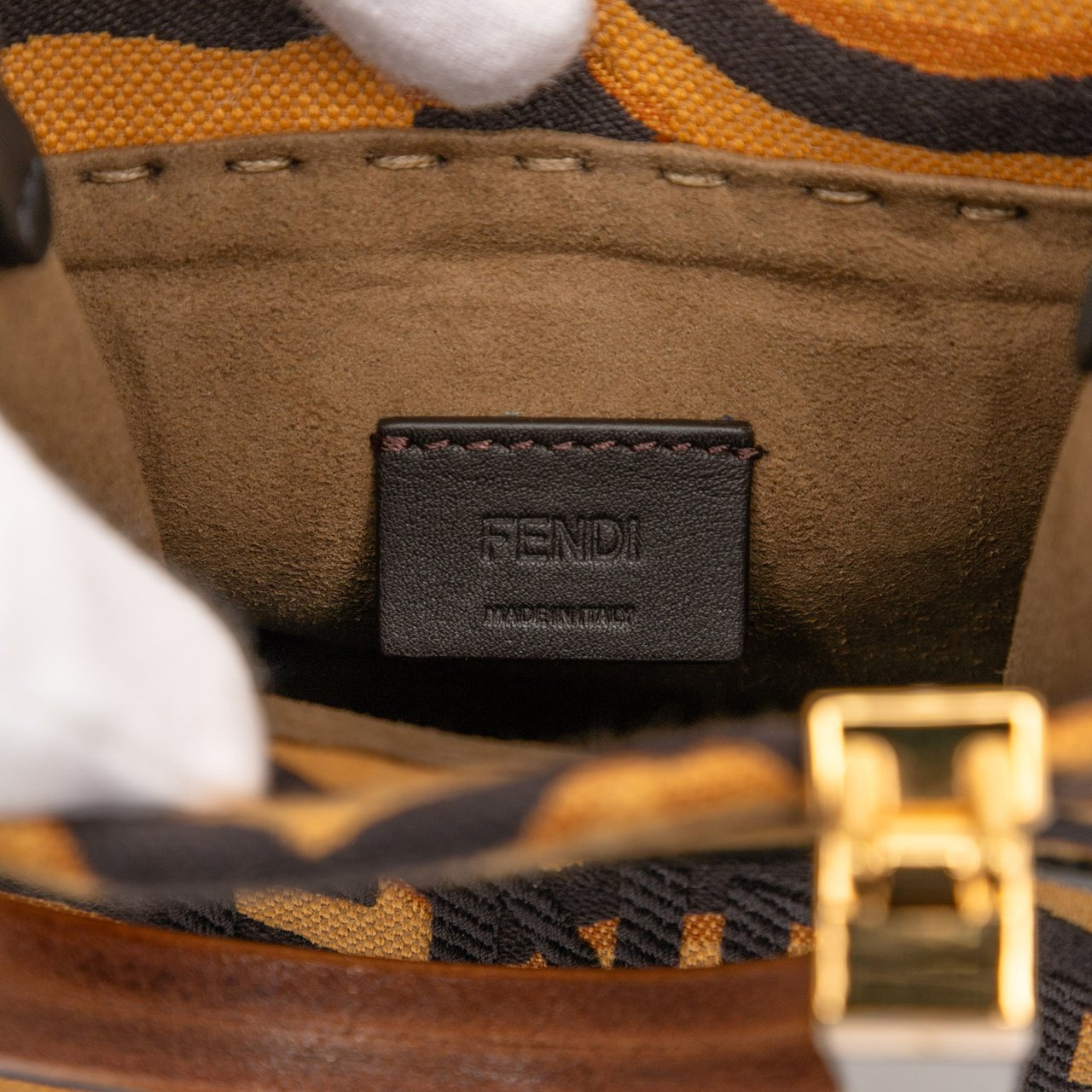 Fendi Mini Embroidered Canvas Tiger Print Sunshine Shopper Tote Bruin