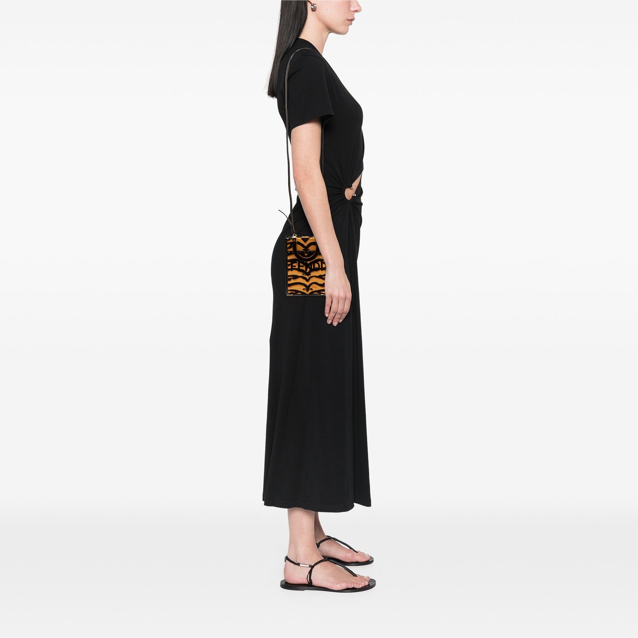 Fendi Mini Embroidered Canvas Tiger Print Sunshine Shopper Tote Bruin