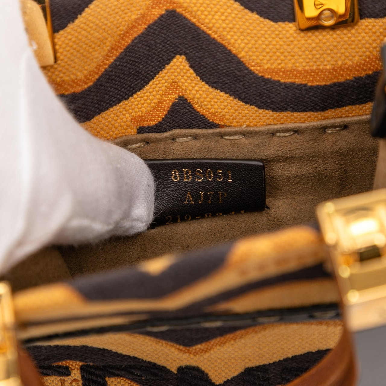 Fendi Mini Embroidered Canvas Tiger Print Sunshine Shopper Tote Bruin