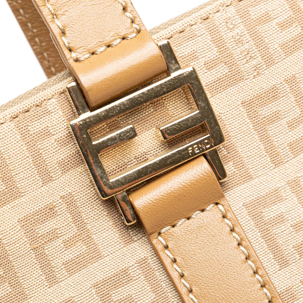 Fendi Zucchino Canvas Tote Bruin