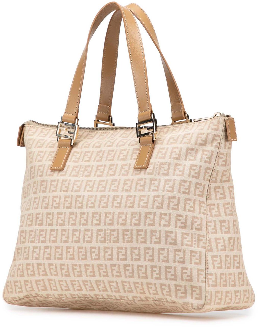 Fendi Zucchino Canvas Tote Bruin