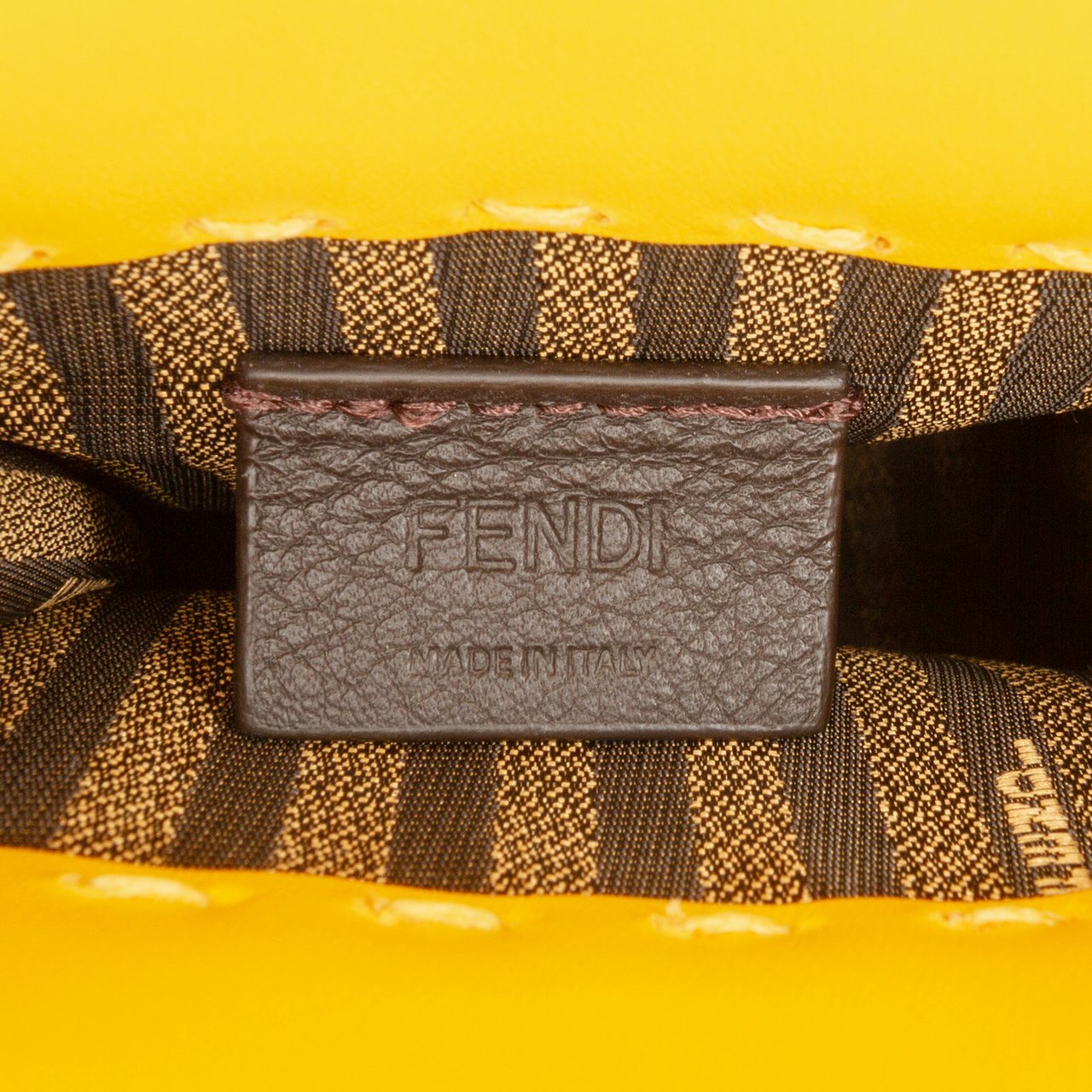 Fendi Mini Leather Sunshine Shopper Tote Geel