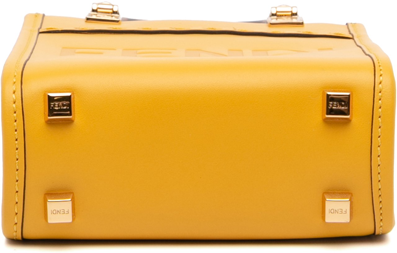 Fendi Mini Leather Sunshine Shopper Tote Geel