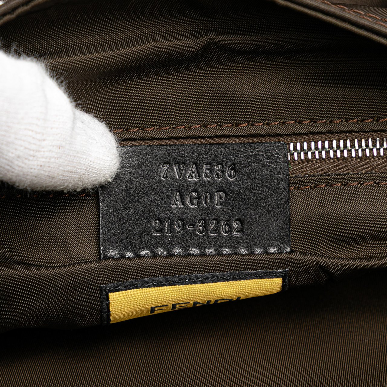 Fendi Large Econyl Nylon Baguette Satchel Bruin