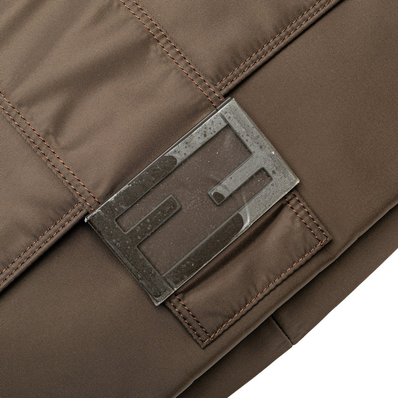 Fendi Large Econyl Nylon Baguette Satchel Bruin