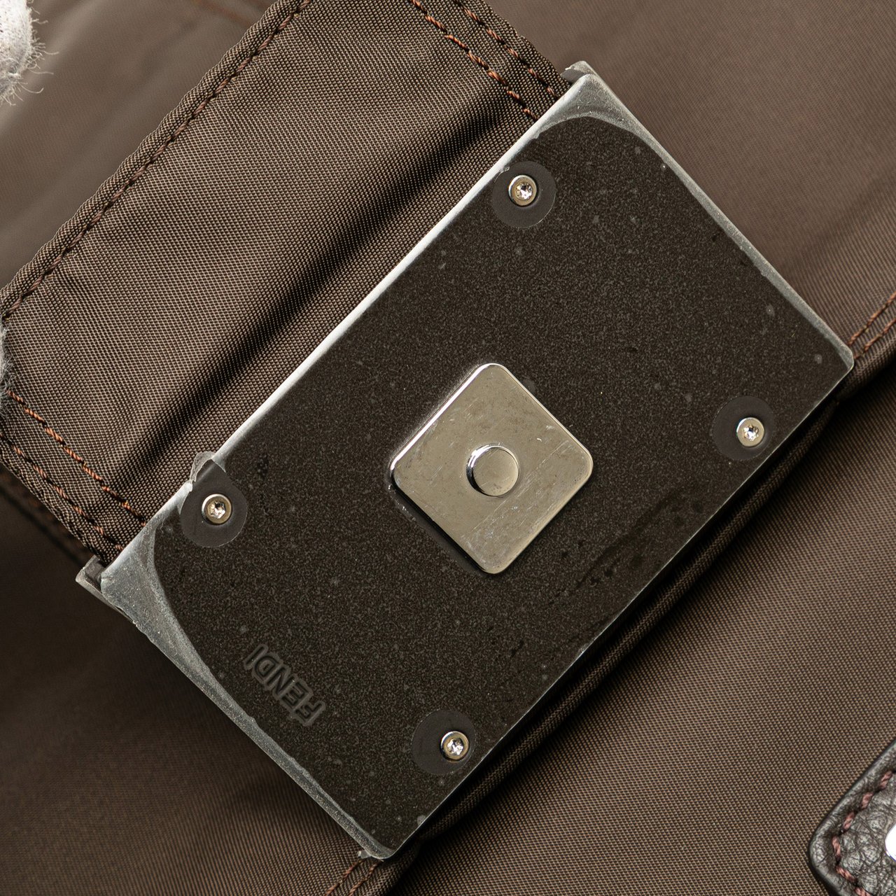 Fendi Large Econyl Nylon Baguette Satchel Bruin