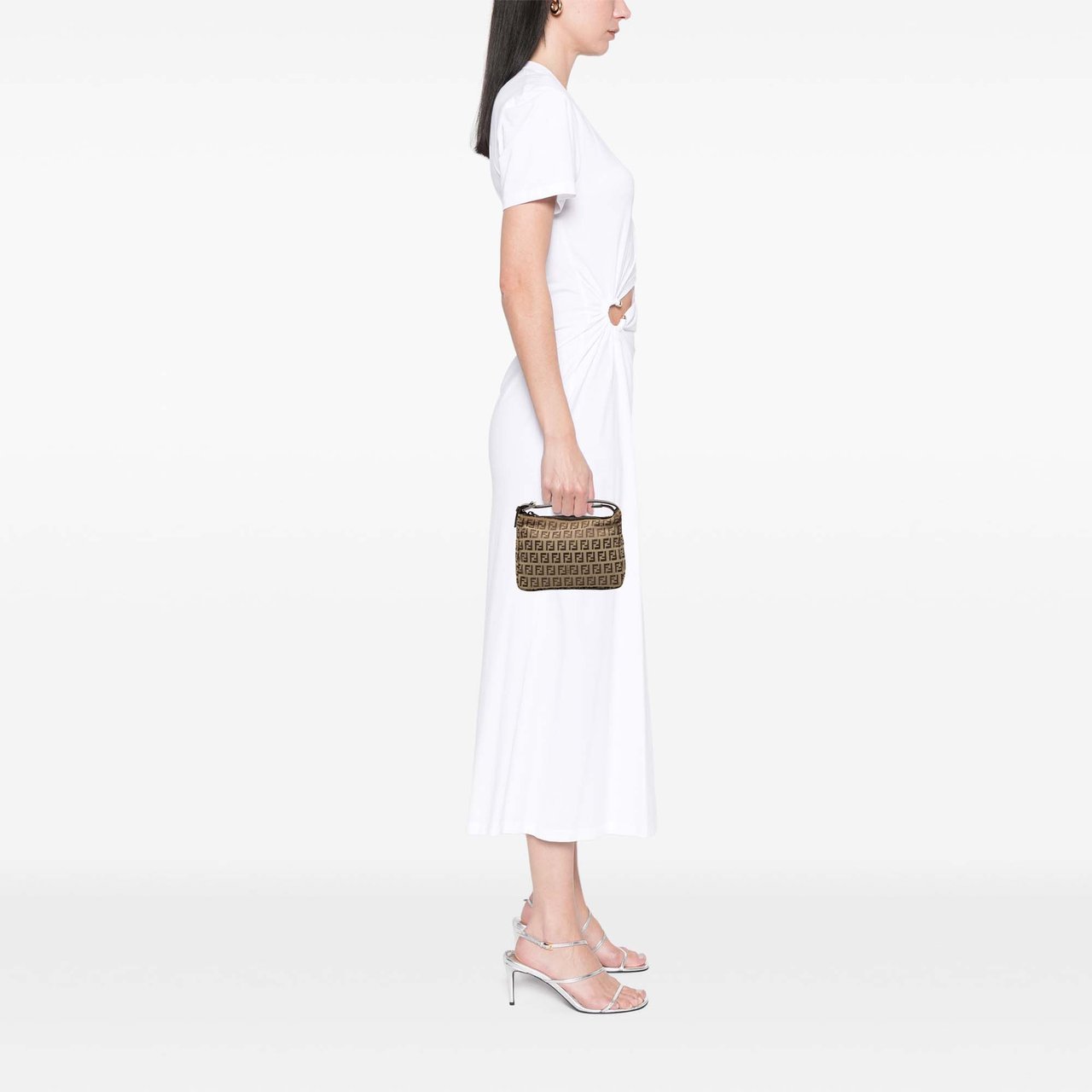 Fendi Zucchino Canvas Handbag Bruin