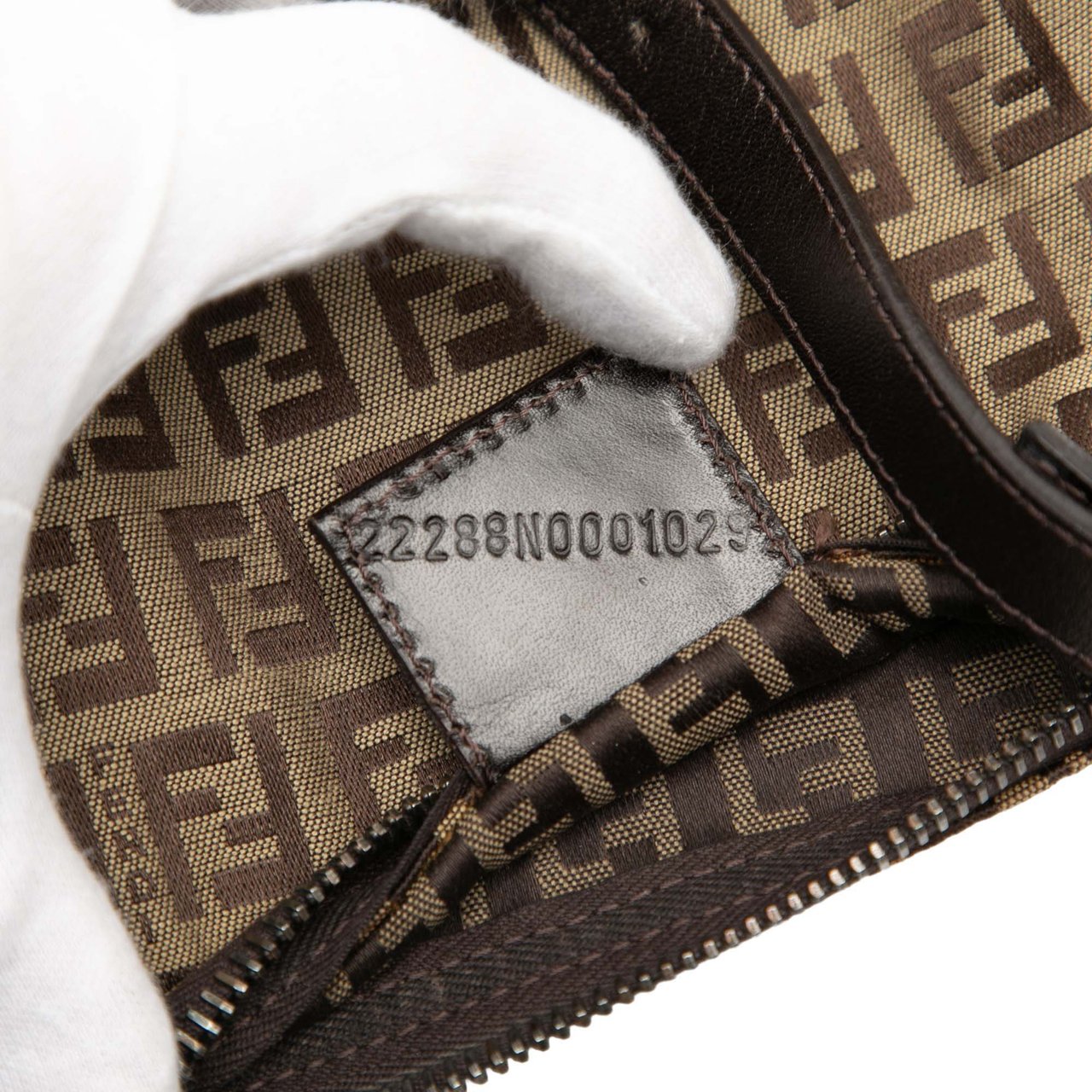 Fendi Zucchino Canvas Handbag Bruin