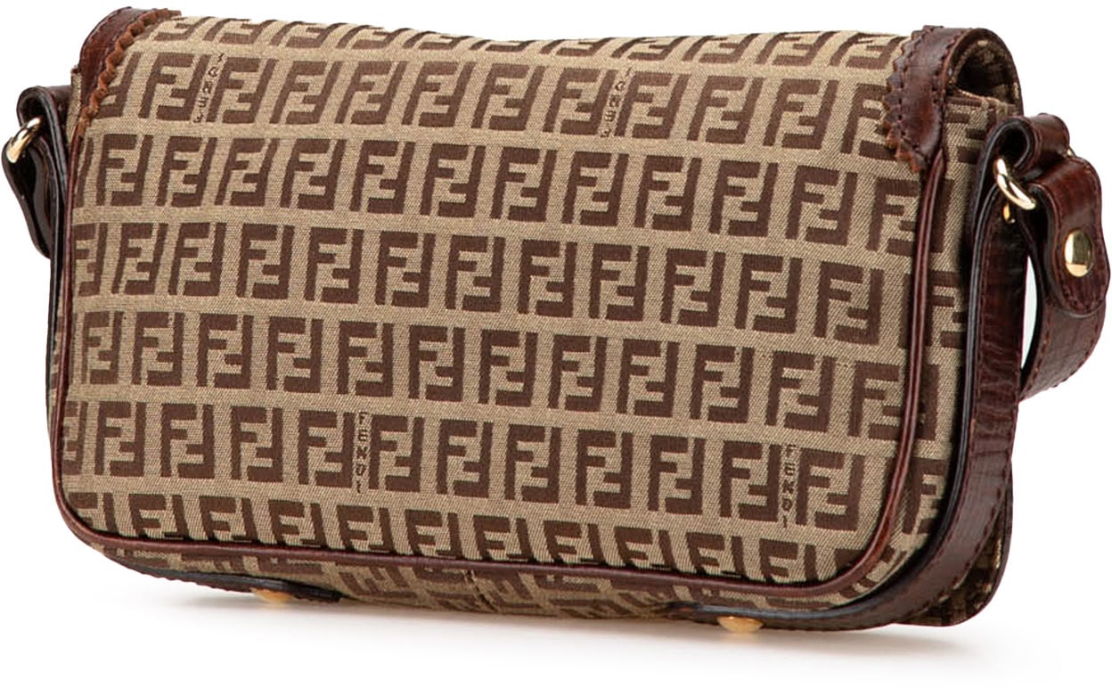 Fendi Zucchino Canvas Shoulder Bag Bruin