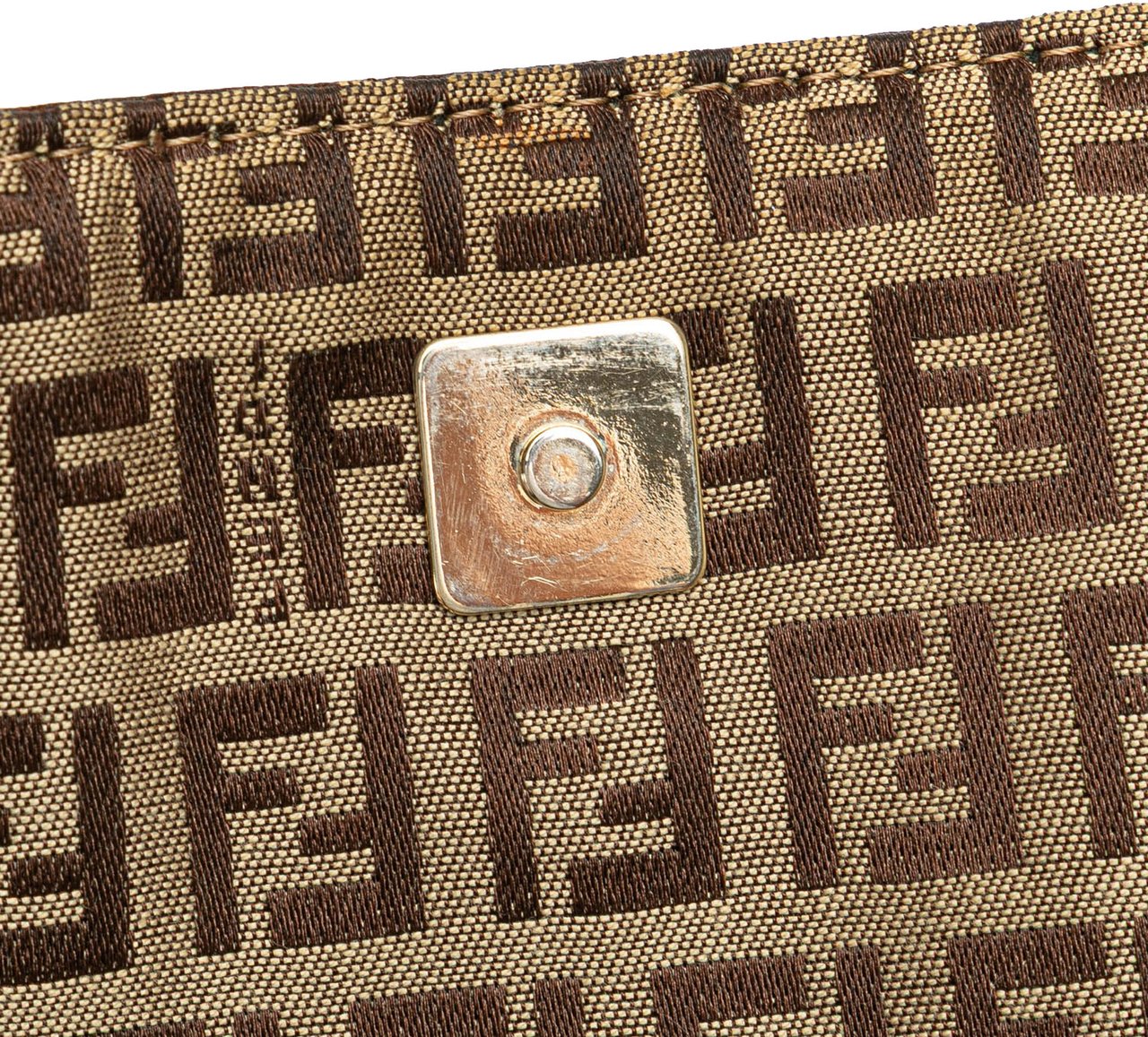 Fendi Zucchino Canvas Shoulder Bag Bruin