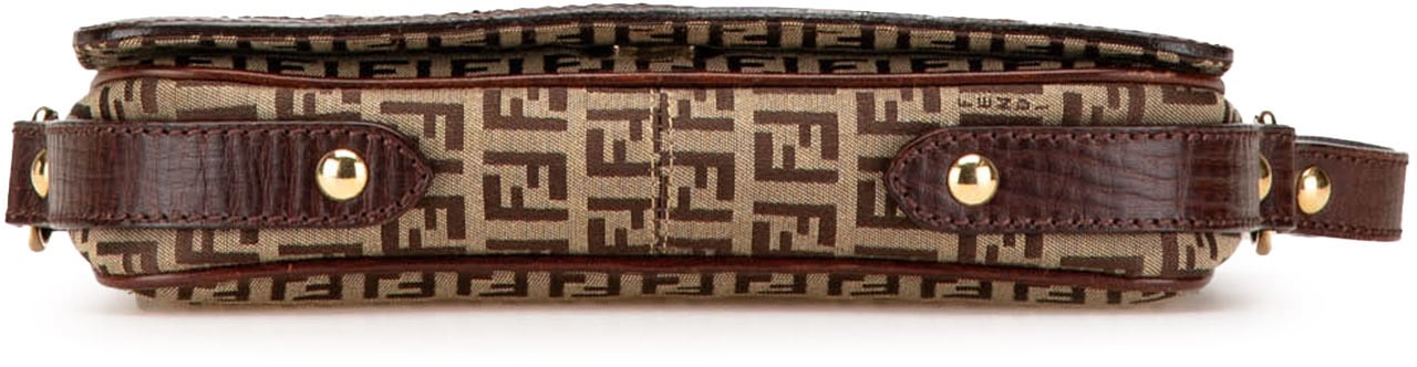 Fendi Zucchino Canvas Shoulder Bag Bruin
