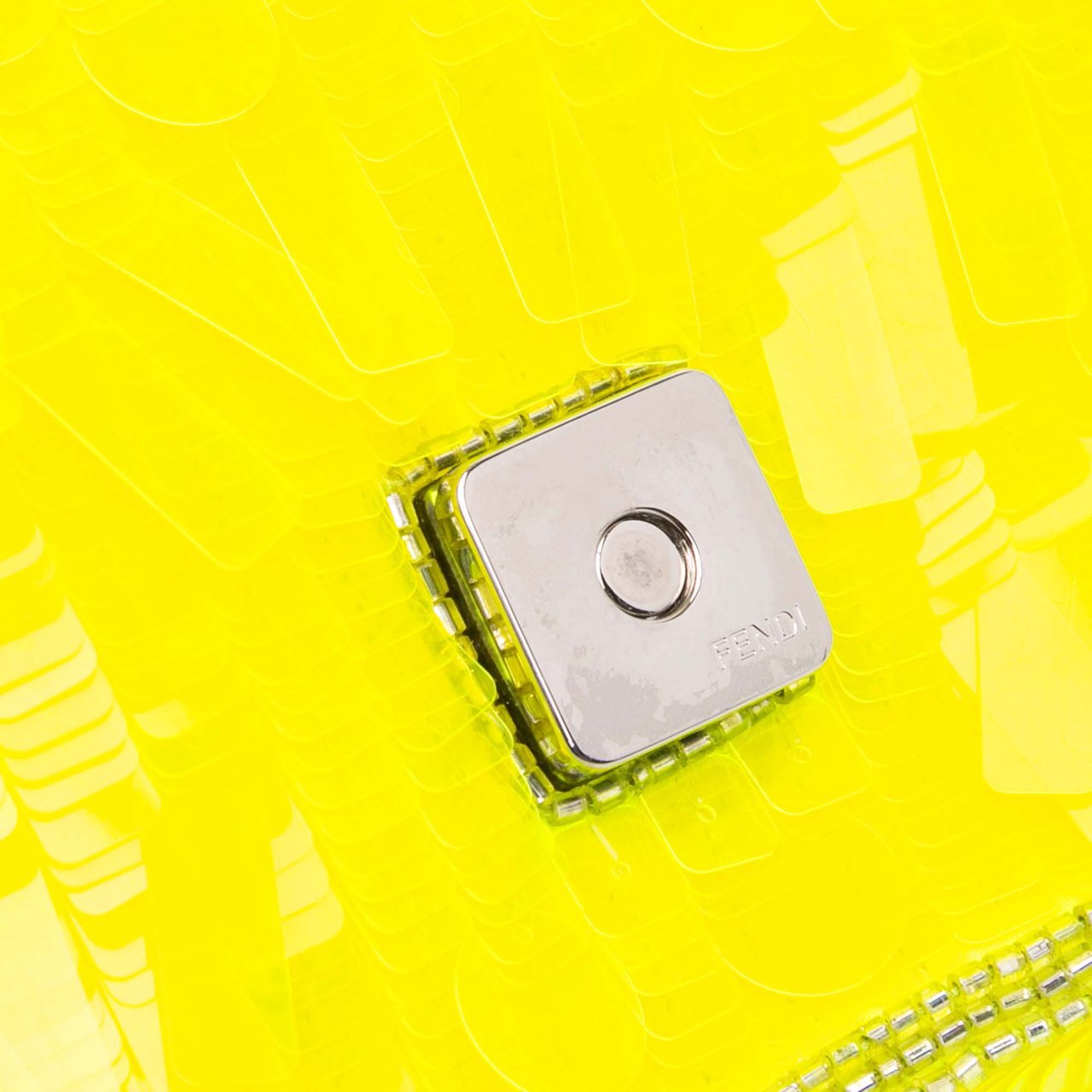 Fendi Mini Transparent Paillettes Elaphe Baguette Satchel Geel