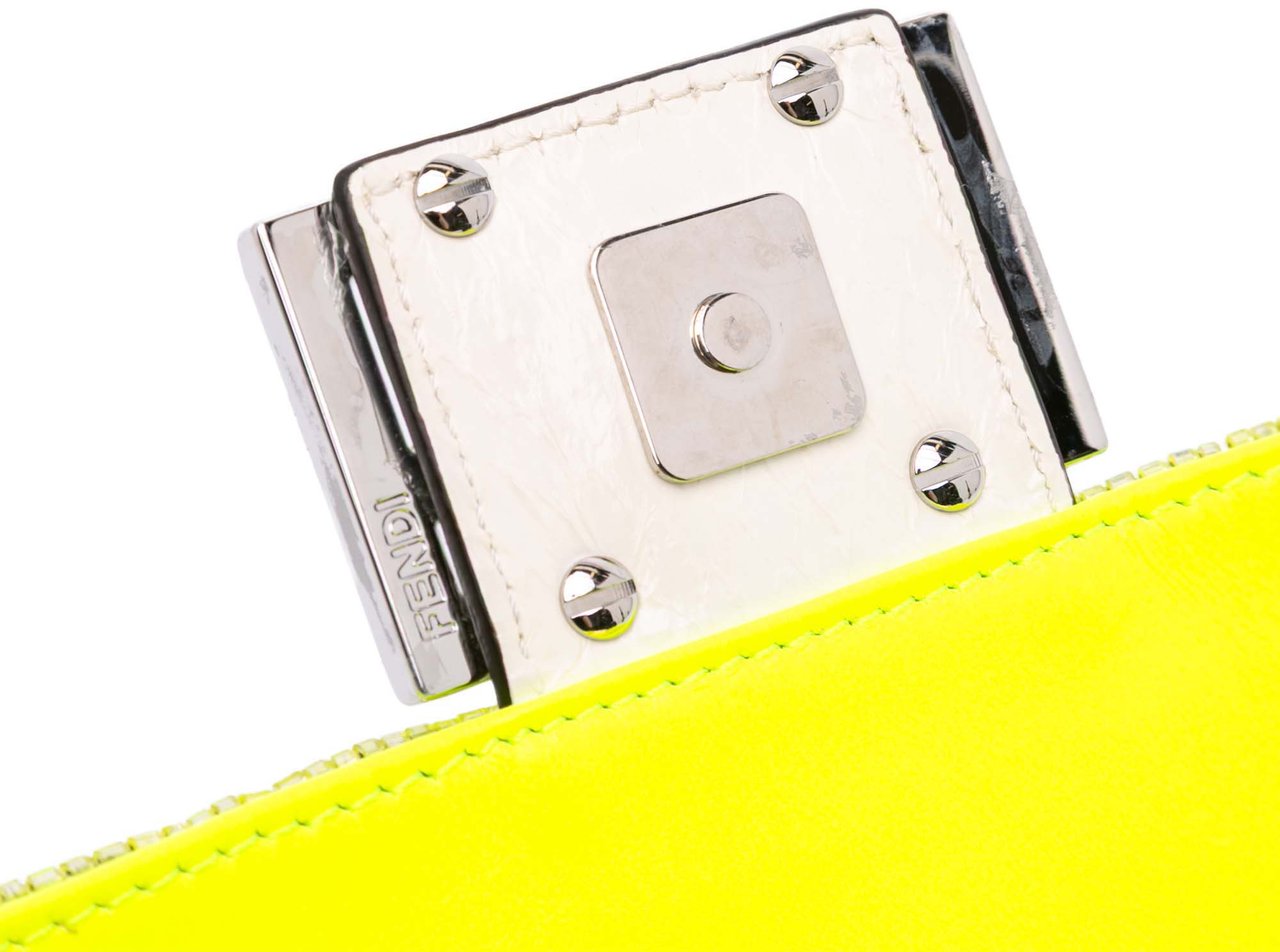 Fendi Mini Transparent Paillettes Elaphe Baguette Satchel Geel