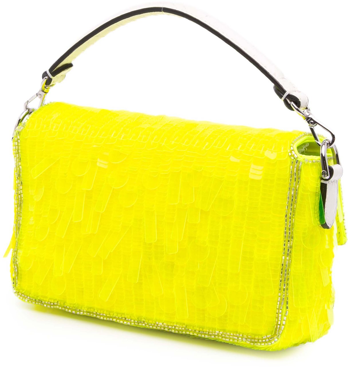 Fendi Mini Transparent Paillettes Elaphe Baguette Satchel Geel