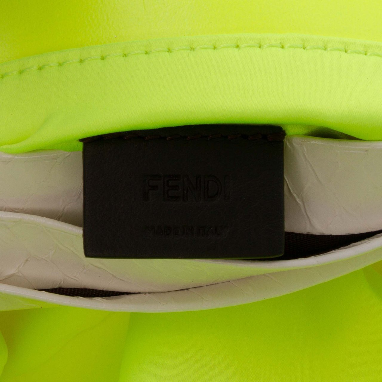 Fendi Mini Transparent Paillettes Elaphe Baguette Satchel Geel