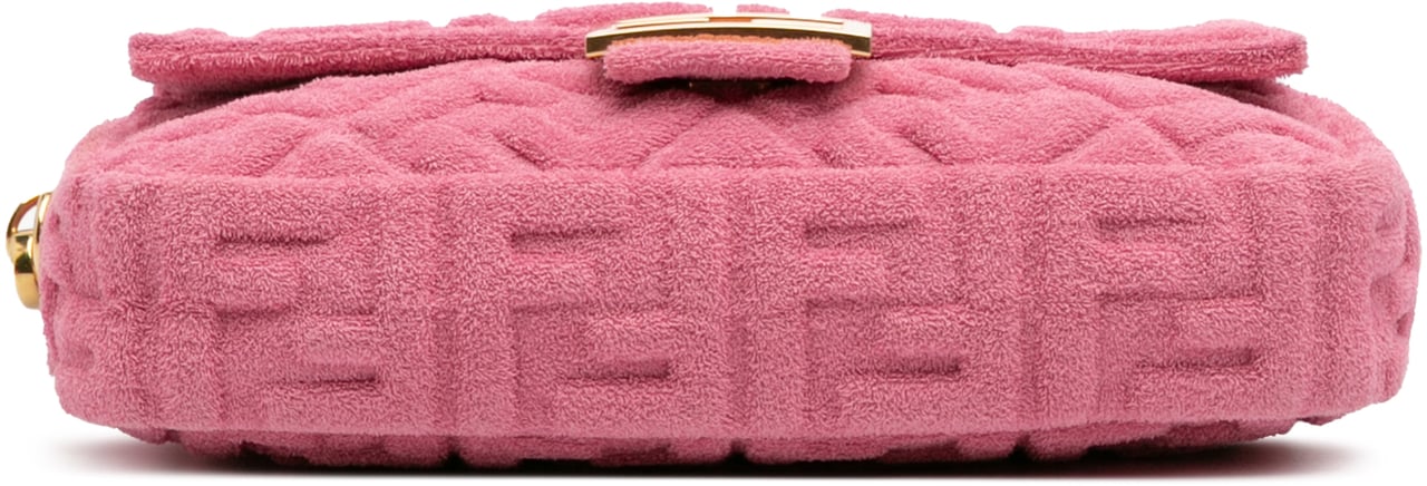 Fendi Zucca Embossed Terry Cloth Baguette Satchel Roze