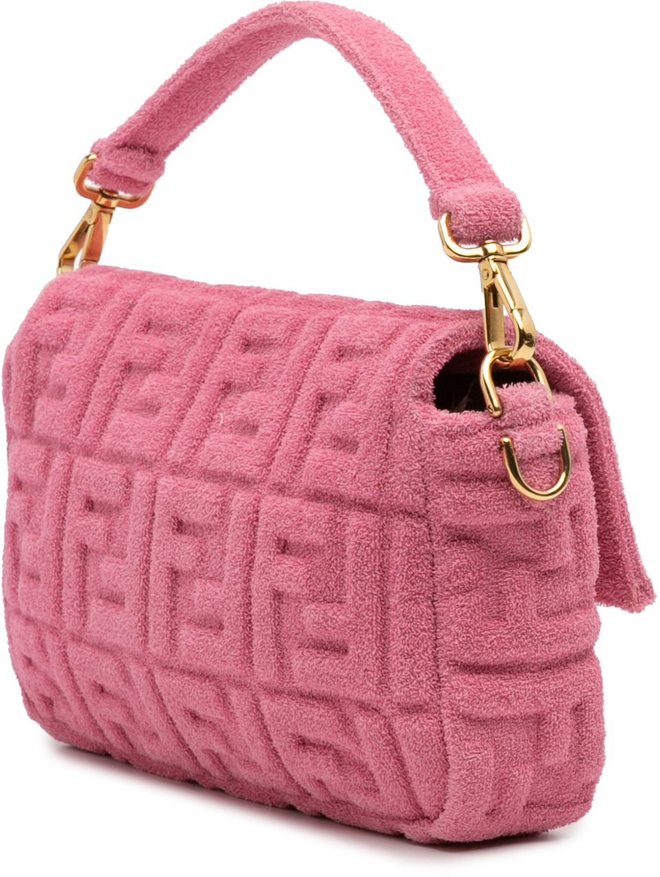 Fendi Zucca Embossed Terry Cloth Baguette Satchel Roze