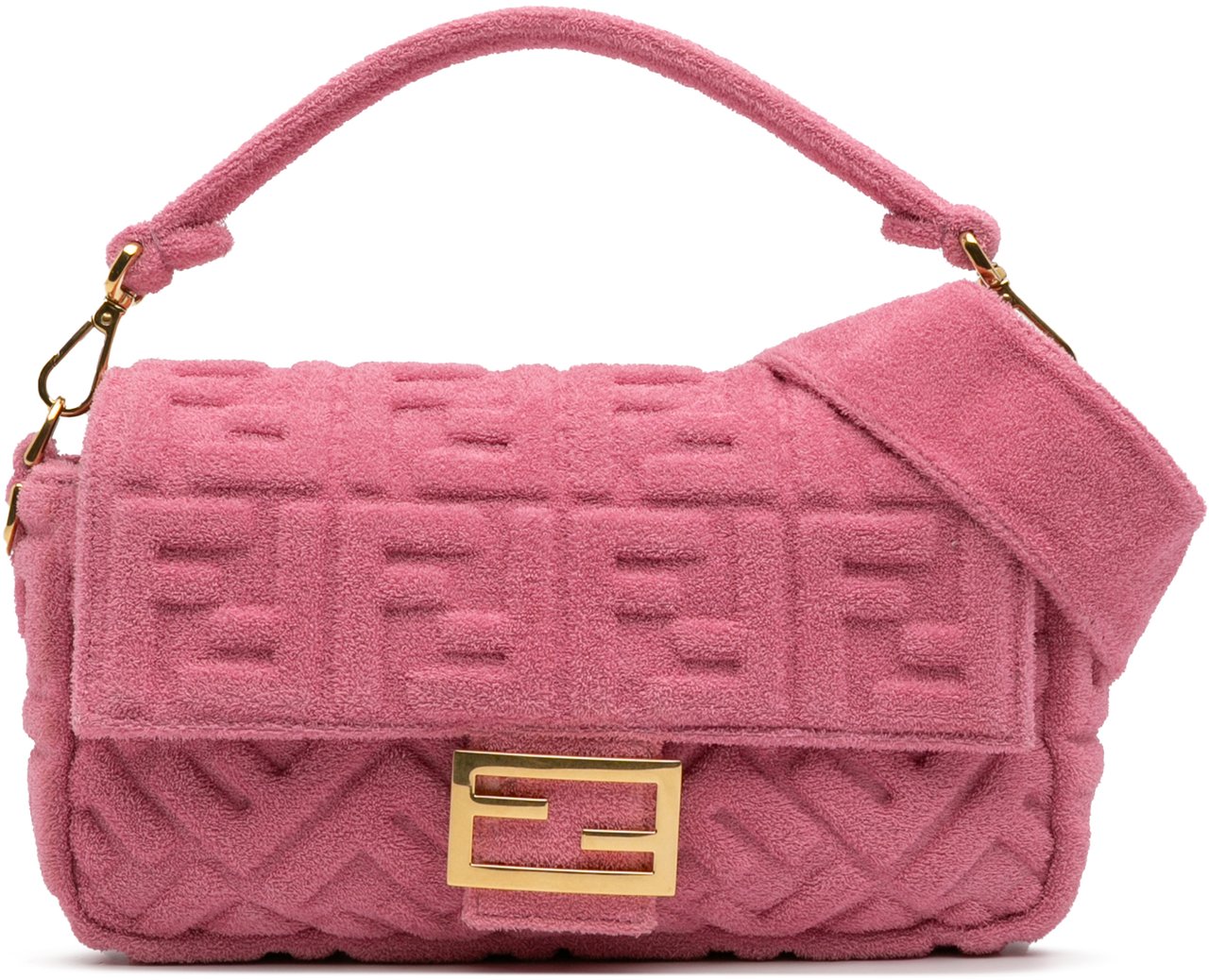 Fendi Zucca Embossed Terry Cloth Baguette Satchel Roze