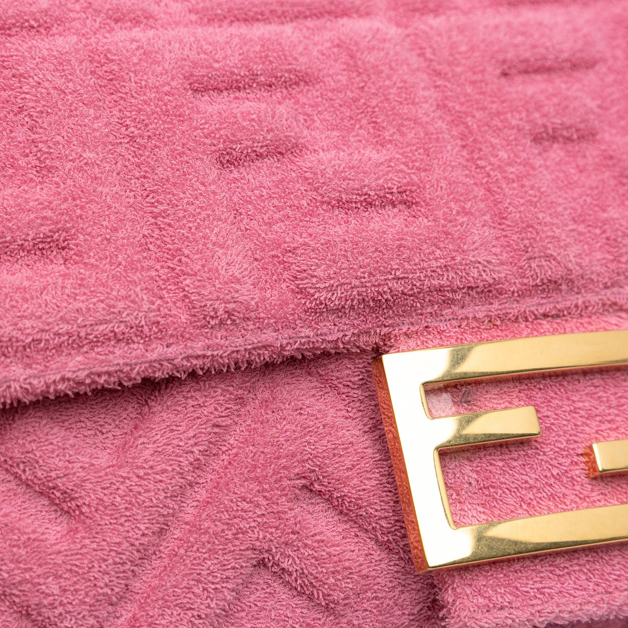 Fendi Zucca Embossed Terry Cloth Baguette Satchel Roze