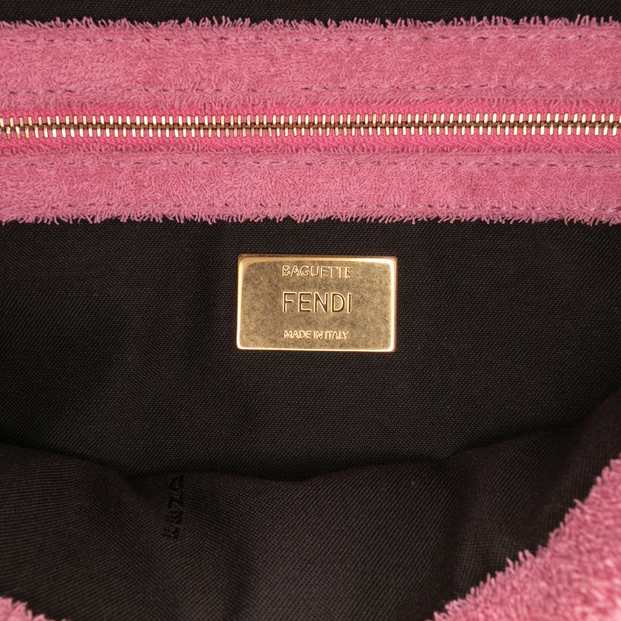 Fendi Zucca Embossed Terry Cloth Baguette Satchel Roze