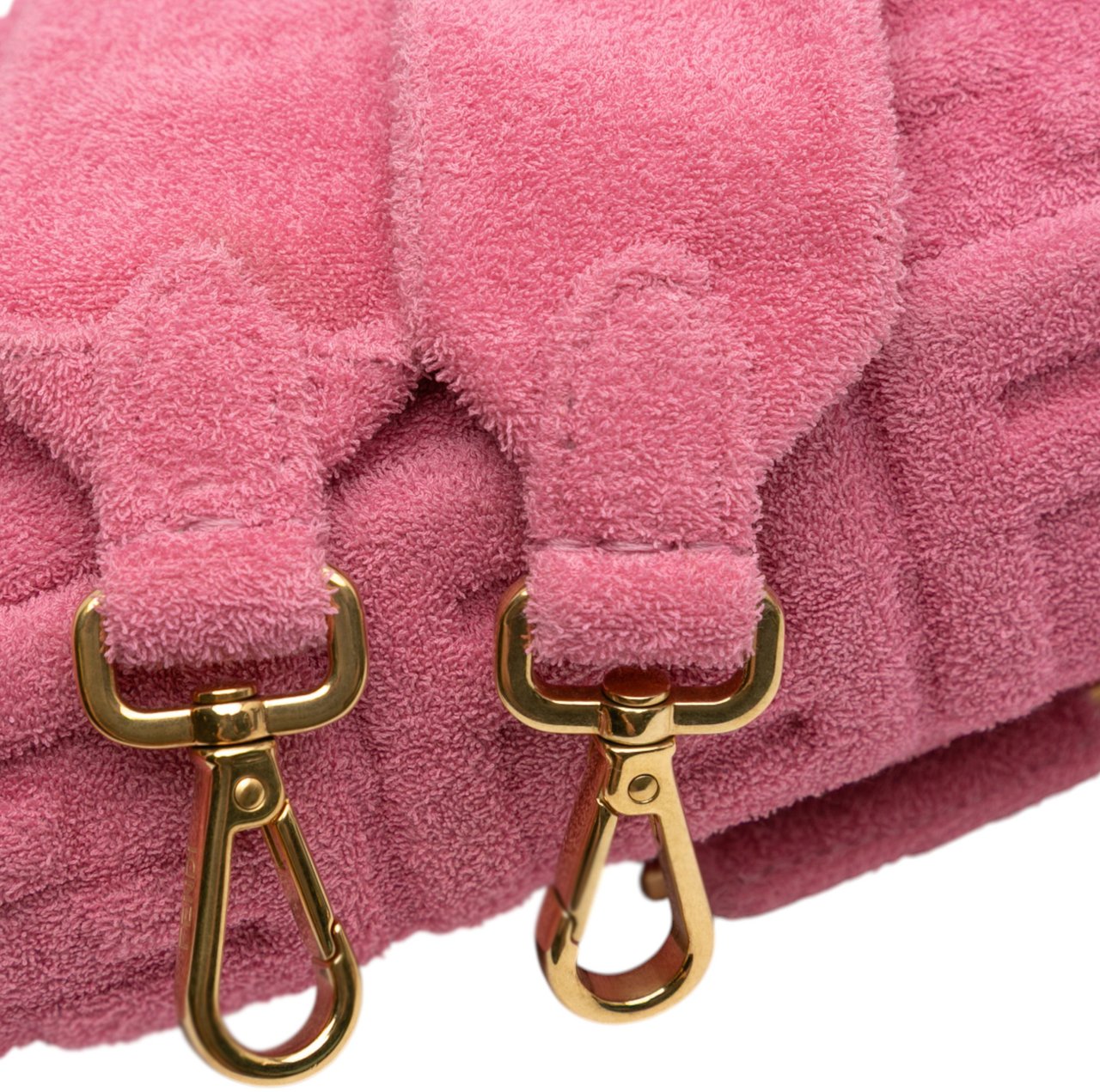 Fendi Zucca Embossed Terry Cloth Baguette Satchel Roze