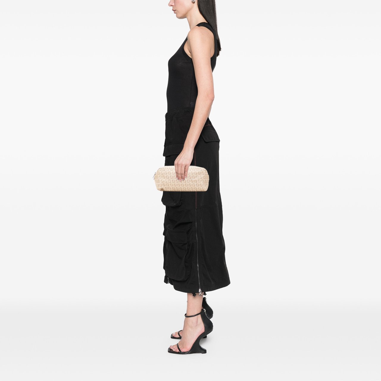 Fendi Zucchino Canvas Pouch Zwart