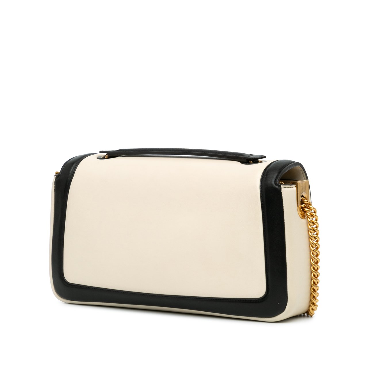 Fendi Bicolor Leather Chain Midi Baguette Wit